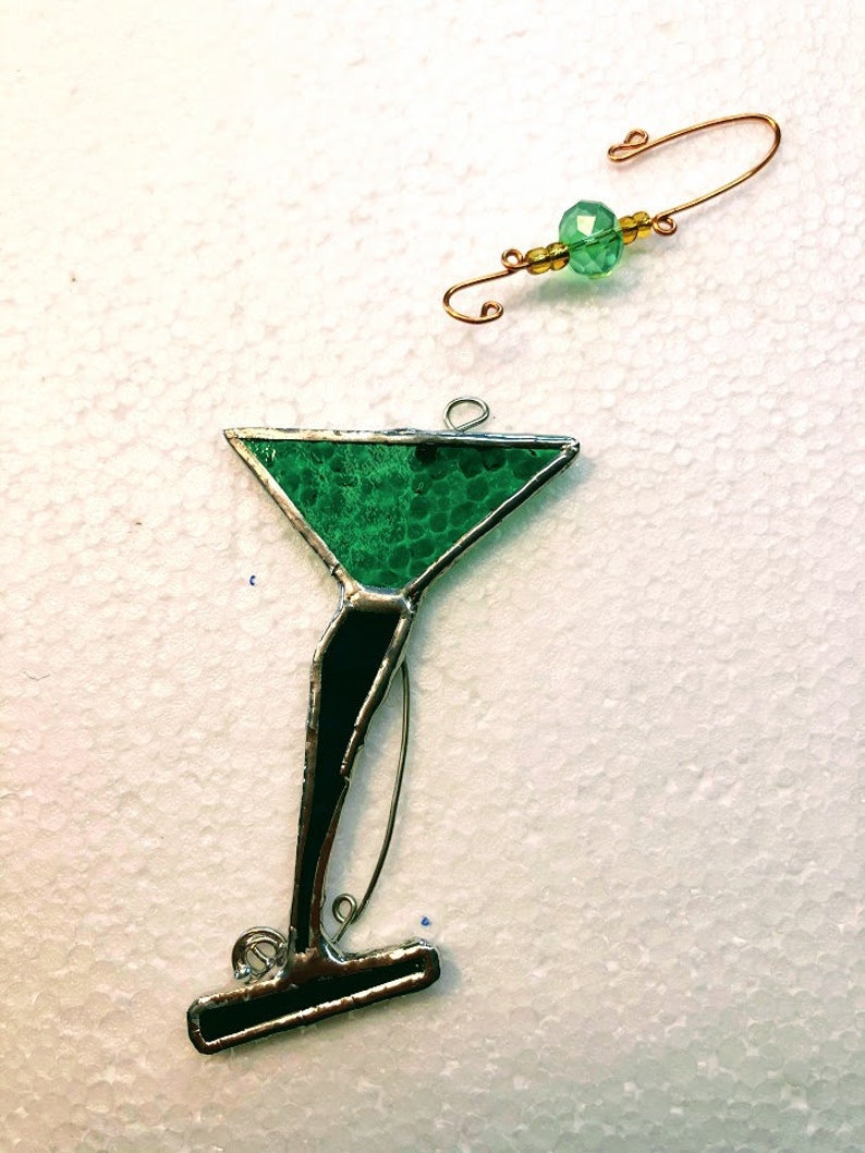 Martini. Stained glass. Suncatcher. Ornament. Margarita. Cocktails. Birthday. Package tie on. Hostess gift. Gift boxed. Ready to Ship image 7