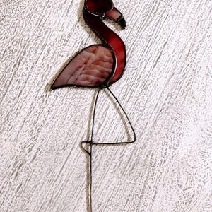 Flamingo. Stained Glass. Plant Stake. Novelty. Pink. Tabletop Decor. Ornament. Gift. Tropical. Suncatcher. image 2