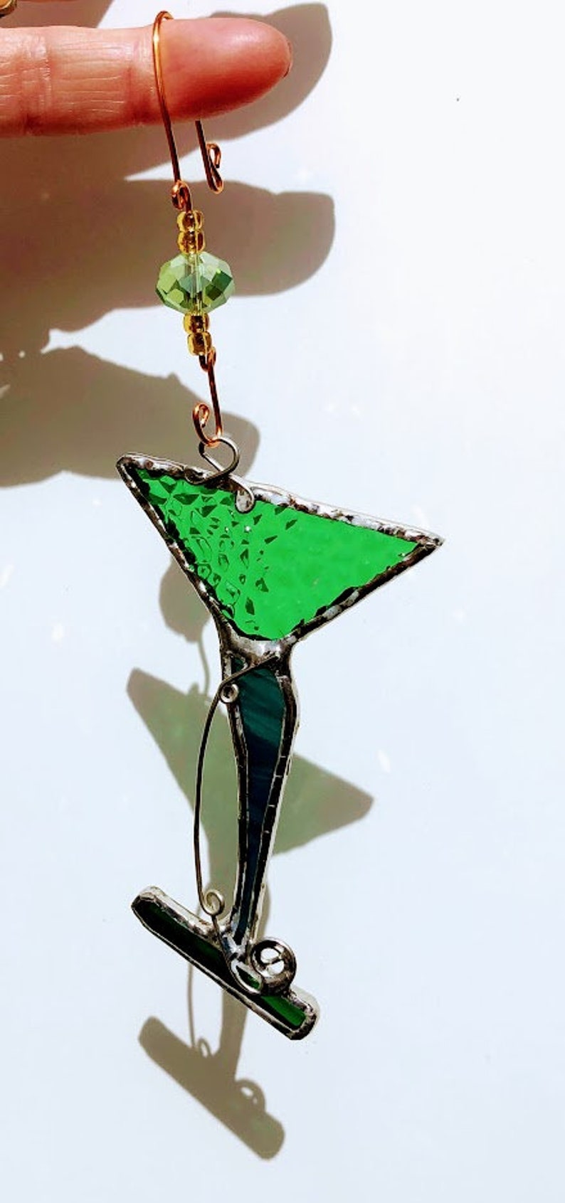 Martini. Stained glass. Suncatcher. Ornament. Margarita. Cocktails. Birthday. Package tie on. Hostess gift. Gift boxed. Ready to Ship image 8