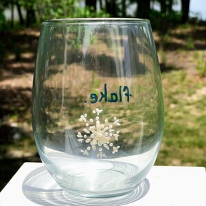 Stemless. Wine Glass. Christmas. Hand painted. Juice glass. Beer. Tumbler. Cocktail. Flake. Gift wrapped. Ready to Ship image 9