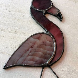 Flamingo. Stained Glass. Plant Stake. Novelty. Pink. Tabletop Decor. Ornament. Gift. Tropical. Suncatcher. image 3