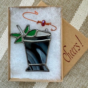 Stained Glass Mint Julep. Ornament. Suncatcher. Bourbon. Derby. Horses. Kentucky. Southern Tradition. Handcrafted. Gift Boxed. Ready to Ship image 3