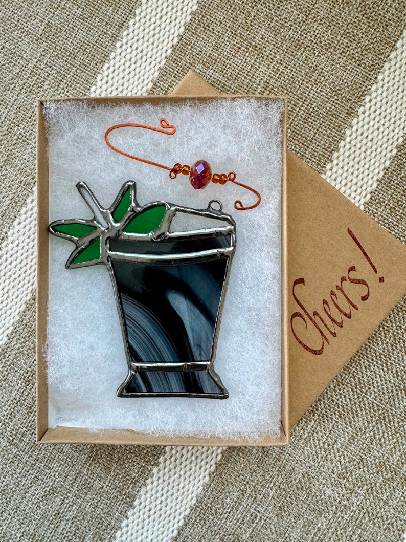 Stained Glass Mint Julep. Ornament. Suncatcher. Bourbon. Derby. Horses. Kentucky. Southern Tradition. Handcrafted. Gift Boxed. Ready to Ship image 3
