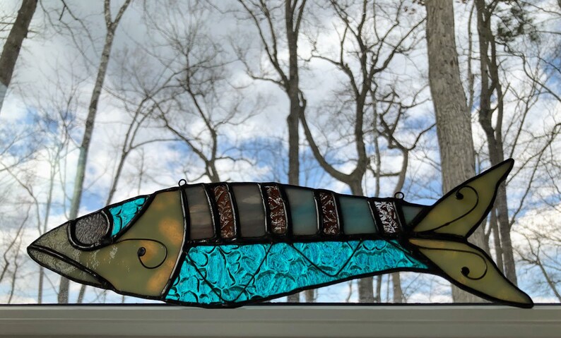 Fish On Stained glass. Suncatcher. Ornament. Trophy. Wall art. Salt Life. Salty. Fish Tales. Original Design. Ready to Ship image 4