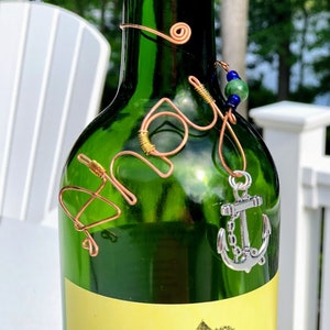 Bottle tag. Wine charm. Bottle necklace. Bottle jewelry. Boating. Housewarming. Decanter tag. Gift boxed Gift tag. Ready to ship image 4