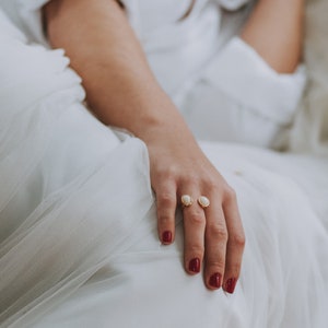 Wedding modernist ring ivory bridal ring oval gemstone ring geometric elegant jewellery Minimalist signature jewels torque ring image 7