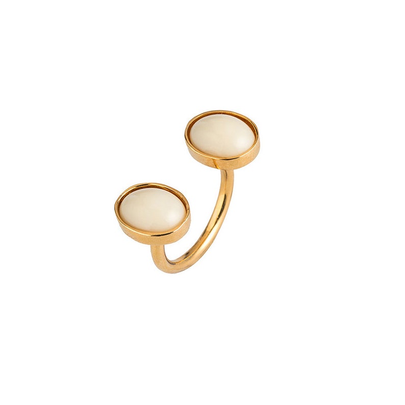 Wedding modernist ring ivory bridal ring oval gemstone ring geometric elegant jewellery Minimalist signature jewels torque ring image 2