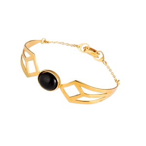 Brazalete insp art deco forma diamante. Pulsera geométrica minimal ideal san valentin. Joyería retro años 20 de fiesta estilo vintage urbano