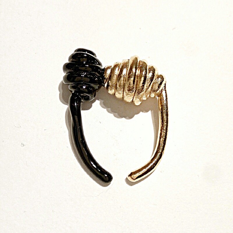 Sale 20 Black Gold Statement Adjustable Urban Ring Etsy UK