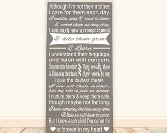 Daycare, Preschool, Nanny Poem Vinyl Wood Sign 12"x24". Babysitter gift, Daycare gift, gift for nanny, daycare provider, Caregiver sign