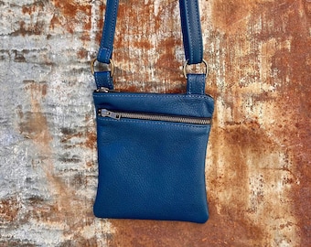 Leather Zip Top Crossbody Bag, Leather Crossbody Purse, Leather Purse, Leather Bag