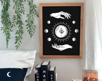 Love Spell physical art print multiple sizes, Boho art print Gallery Wall, Witchy Wall Art, Halloween home decor, Halloween spooky art