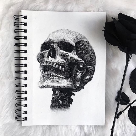 Charcoal Skull Drawing Art Print Signed- Minimalist Art, Fine Art