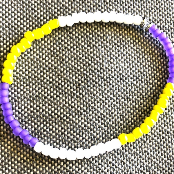 24 Forever Kobe Bryant Beaded Dainty Stretch Bracelet Elastic Bead Bracelet Small Dainty Beaded Bracelets Purple Yellow White silver beads