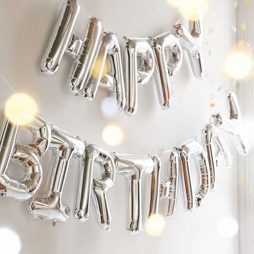 Giant Happy Birthday Silver Foil Letter Balloon 16 Etsy Giant Happy Birthday Silver Foil Letter Balloon 16 Etsy