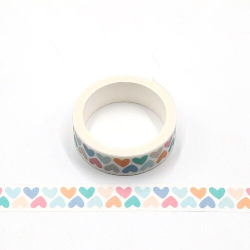 rainbow color hearts washi tape W489