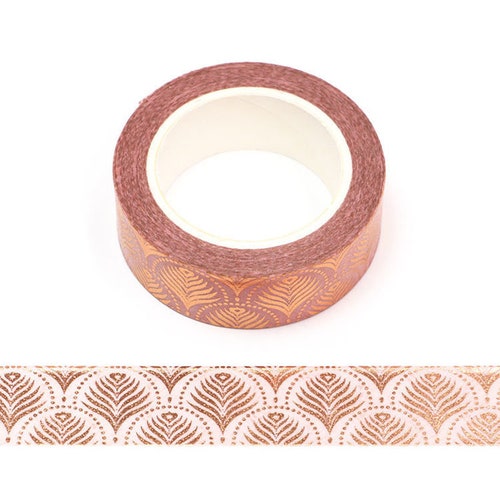 Palm tree leaf pink and gold foil  washi tape 15mm x 10m