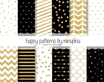 confetti digital paper gold