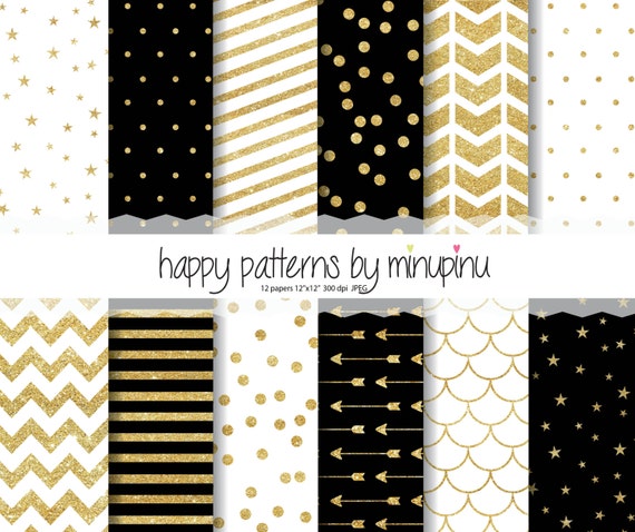Black And Gold Glitter Chevron Background