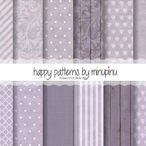 Lavande Digital Paper, Shabby Violet Textures, vieux papier rustique, fond vintage - Ensemble de 12 feuilles individuelles 12x12 » , 300 dpi, JPEG