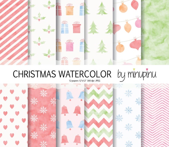 watercolor farmhouse christmas house watercolor. scrapbook paper Christmas digital paper Christmas seamless pattern christmas trees