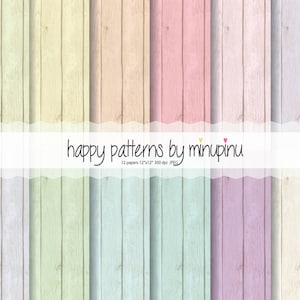 Holz Digitales Papier, Pastell Holz Hintergründe - 12 einzelne Bögen 300 dpi JPEG, farbiges holz druckbares Papier