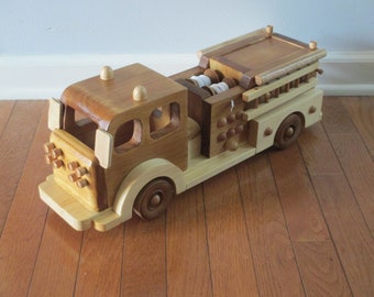 wooden fire truck toy