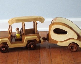 Jeep and Trailer Set- Wood