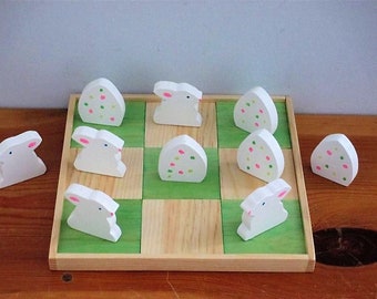 Wood Bunny and Egg Tic Tac Toe for Spring