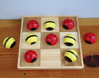 Wood Ladybug and Bumble Bee Tic Tac Toe