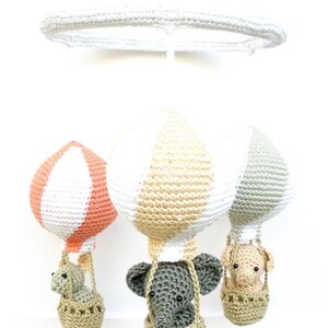 Pink hot air balloons baby mobile, Baby girl travel theme nursery decor