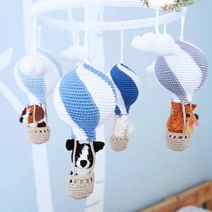 Personalized Animal Hot Air Balloon Mobile for Baby Nursery