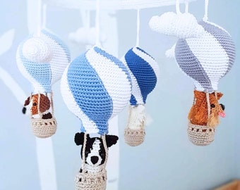 Móvil personalizado de globo aerostático con forma de animales para la habitación del bebé