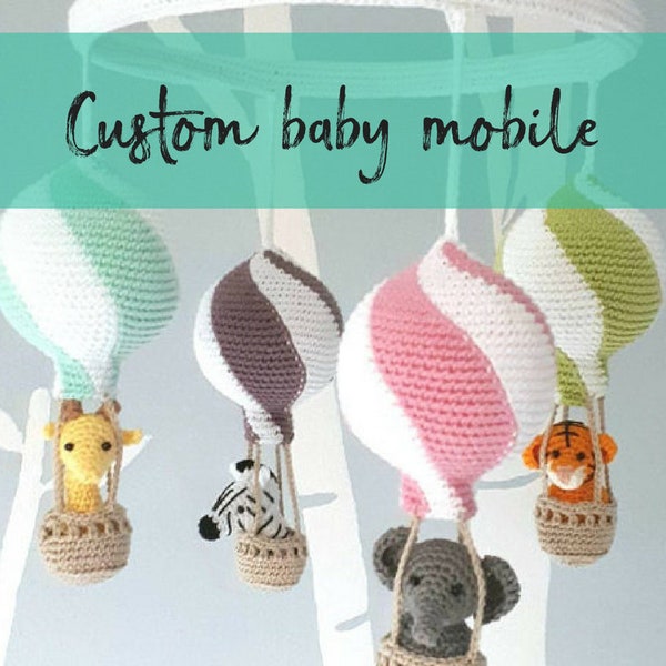 Custom hot air balloon baby mobile, personalized nursery decor, baby shower gift