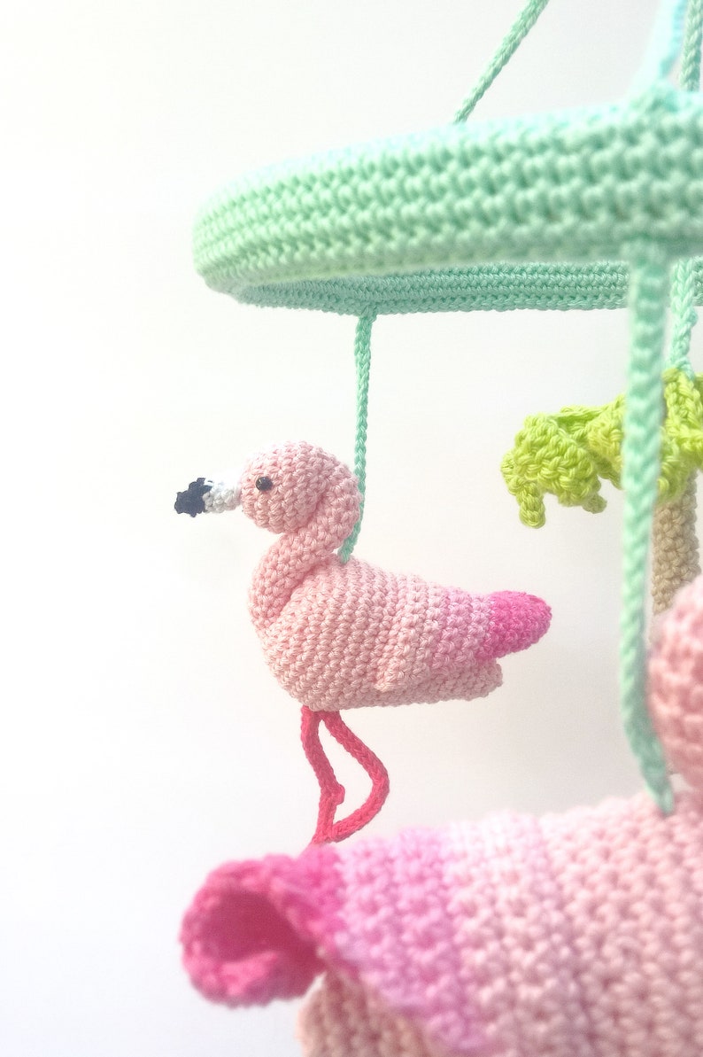 Pink Flamingo Baby Girl Nursery Mobile Tropical Baby Shower Etsy