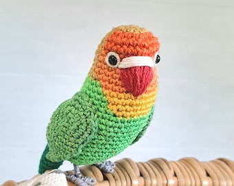 Crochet Fischer's Lovebird Plush: Handmade Cotton Parrot Toy