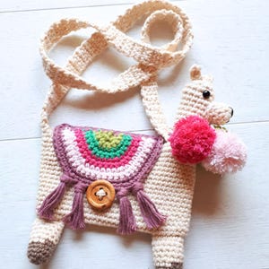 Cute Crochet Llama Bag for Toddler Girls with Plush Toy