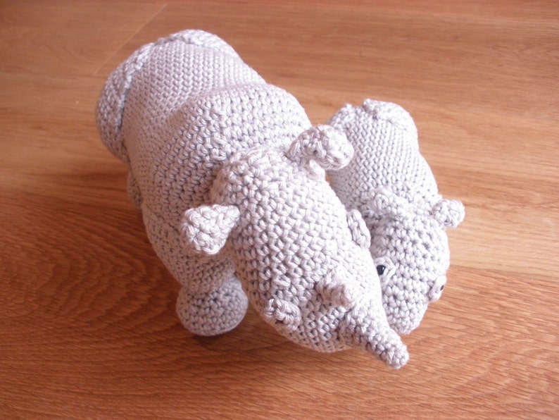 Rhino stuffed animals, Rhino plush, Crochet rhino, Rhino toys, Amigurumi crochet animals, Mother and baby image 5