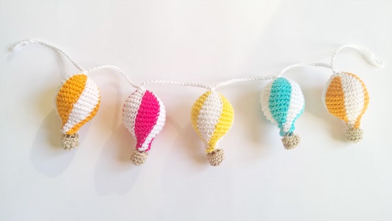 Crochet Hot Air Balloon Garland: Travel Theme Nursery Decor