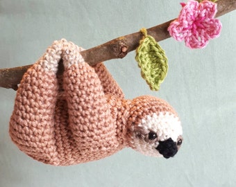 Crochet sloth stuffed animal plush toy