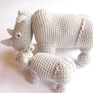 Rhino stuffed animals, Rhino plush, Crochet rhino, Rhino toys, Amigurumi crochet animals, Mother and baby image 3