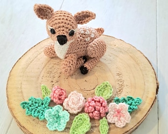 Baby deer with flowers nursery decoration