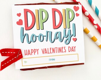 Dipping Candy Valentine Card Printable - Fun Rainbow Classroom Valentine - Dip Dip Hooray - Instant Download