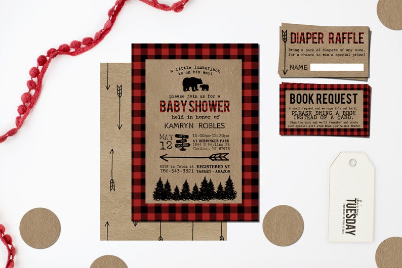 Lumberjack Baby Shower Invitation Camping Baby Shower Etsy