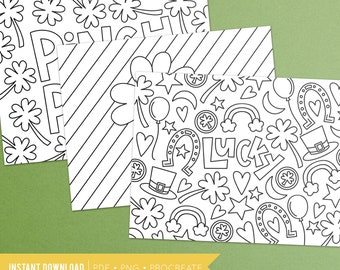St. Patrick's Day Coloring Pages - Coloring Activities For Kids and Adults - Procreate Coloring Pages - Printable - Instant Download