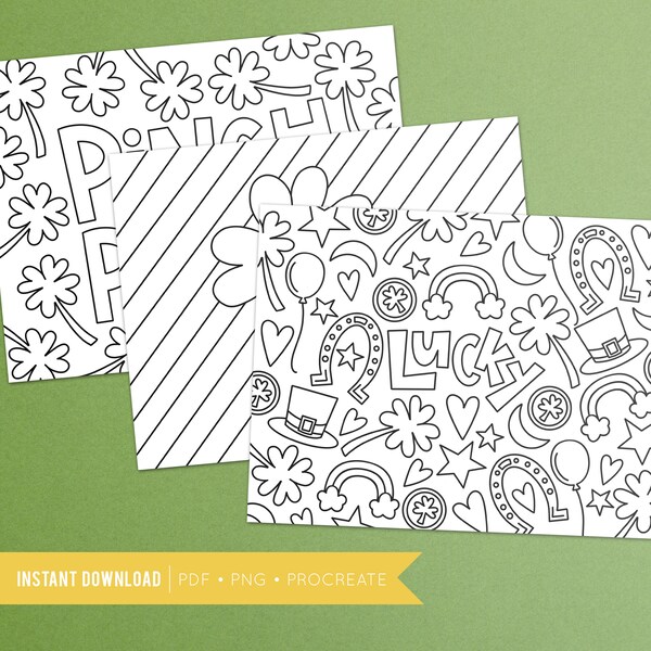 St. Patrick's Day Coloring Pages - Coloring Activities For Kids and Adults - Procreate Coloring Pages - Printable - Instant Download