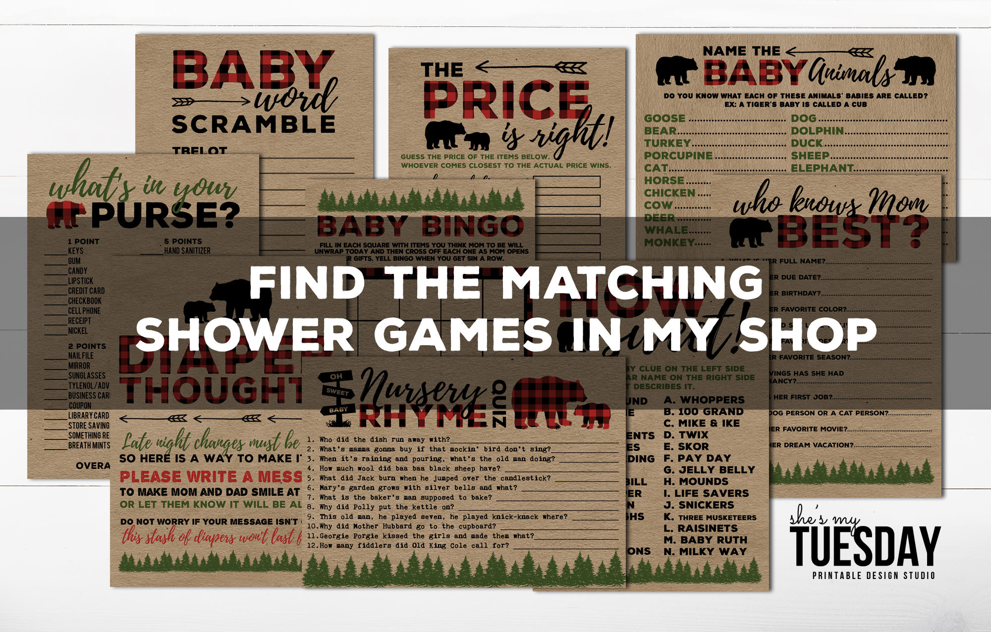 Buffalo Plaid Baby Shower Game Baby Word Scramble Game | Etsy