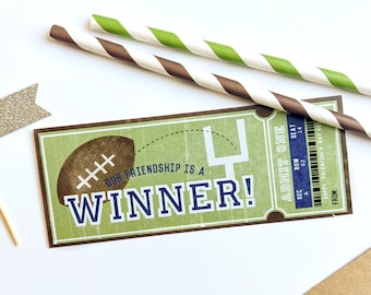 Football Valentine Printable - Sports Ticket Valentine's Day Treat Tag - Winner - Instant Download - Editable PDF