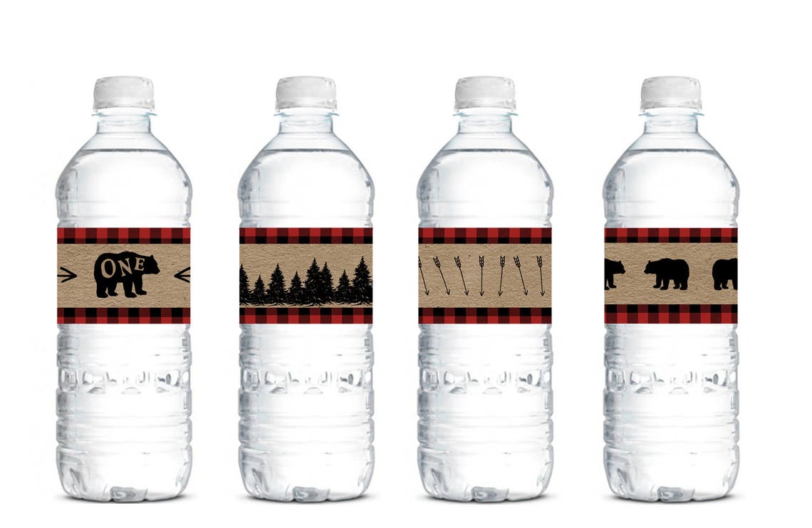 Lumberjack First Birthday Water Bottle Labels Printable | Etsy