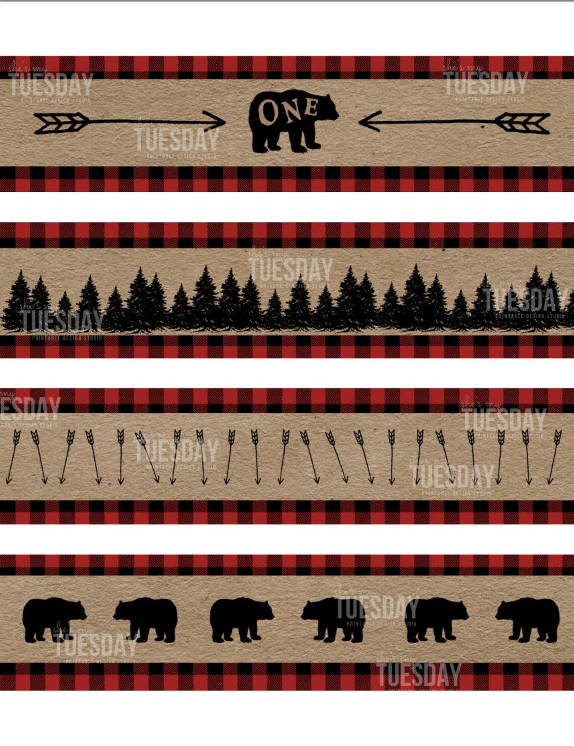 Lumberjack First Birthday Water Bottle Labels Printable | Etsy